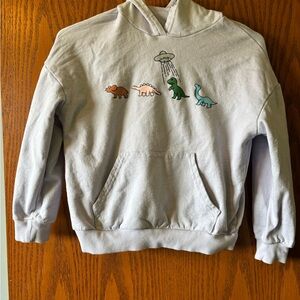 SHEIN Lavender Hoodie with Dinosaur and UFO Design 100% Cotton